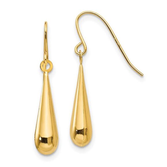 3-D Teardrop Dangle Earrings in 14k Yellow Gold - Picture 1 of 5